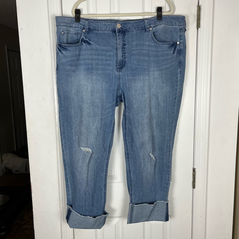 Seven7 High Rise Slim Straight Cuffed Ankle Jeans